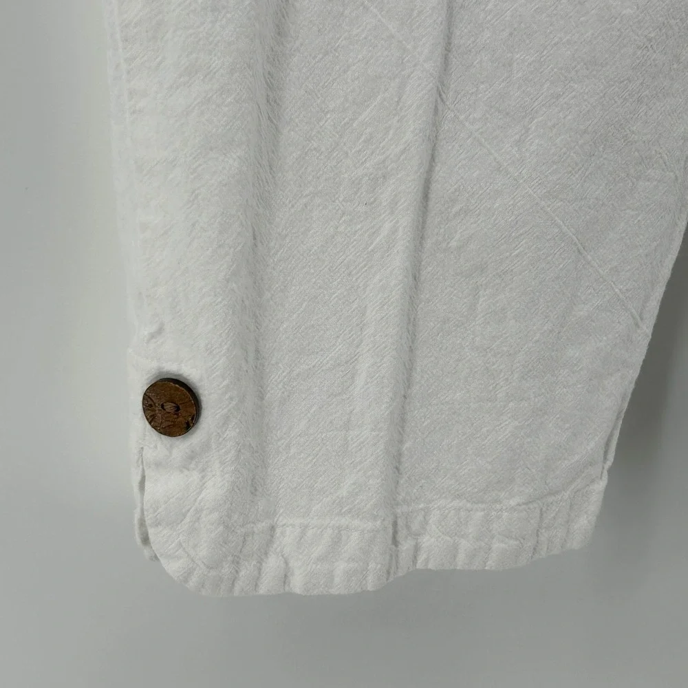 Appleseed's White 100% Cotton Stretch Cropped Pants Med Coastal Beach Minimalist